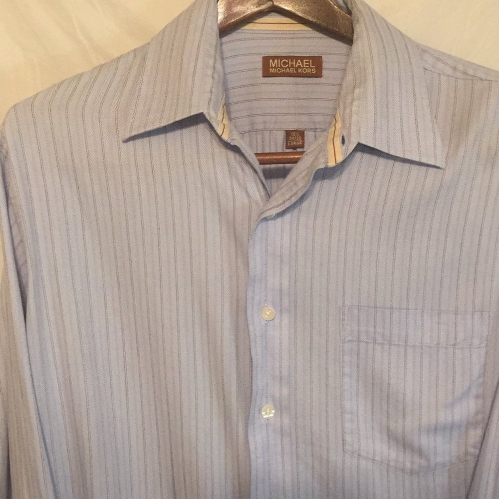 MICHAEL KORS MEN’S BUTTON UP STRIPE DRESS SHIRT